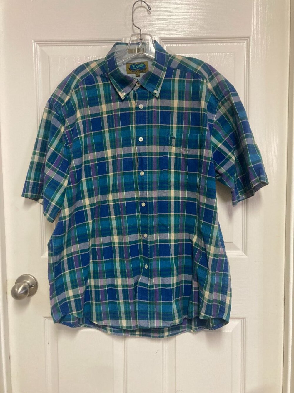 NATIVE HABITAT PLANET EARTH Dress Shirt 100% Cotton Plaid sze XL men's